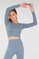 Jerf-Naples Uzun Kol Crop Top Econyl Stone-Crop Top-2-Milagron.com