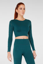 Jerf-Naples Uzun Kol Crop Top Econyl Yeşil-Crop Top-1-Milagron.com