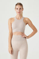 Jerf-Palmi Kendinden Desenli Yuvarlak Yaka Kaplı Bra Açık Kahve-Spor Sütyeni-1-Milagron.com
