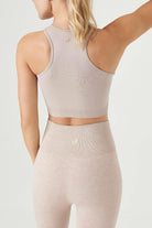 Jerf-Palmi Kendinden Desenli Yuvarlak Yaka Kaplı Bra Açık Kahve-Spor Sütyeni-3-Milagron.com