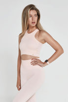 Jerf-Palmi Kendinden Desenli Yuvarlak Yaka Kaplı Bra Açık Pembe-Spor Sütyeni-3-Milagron.com