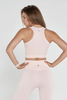 Jerf-Palmi Kendinden Desenli Yuvarlak Yaka Kaplı Bra Açık Pembe-Spor Sütyeni-4-Milagron.com