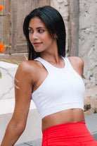 Jerf-Palmi Kendinden Desenli Yuvarlak Yaka Kaplı Bra Beyaz-Spor Sütyeni-1-Milagron.com