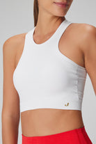 Jerf-Palmi Kendinden Desenli Yuvarlak Yaka Kaplı Bra Beyaz-Spor Sütyeni-2-Milagron.com