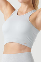 Jerf-Palmi Kendinden Desenli Yuvarlak Yaka Kaplı Bra Gri-Spor Sütyeni-2-Milagron.com