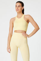 Jerf-Palmi Kendinden Desenli Yuvarlak Yaka Kaplı Bra Sarı-Spor Sütyeni-1-Milagron.com