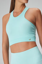Jerf-Palmi Kendinden Desenli Yuvarlak Yaka Kaplı Bra Turkuaz-Spor Sütyeni-2-Milagron.com