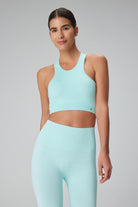 Jerf-Palmi Kendinden Desenli Yuvarlak Yaka Kaplı Bra Turkuaz-Spor Sütyeni-3-Milagron.com