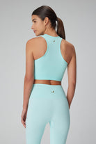 Jerf-Palmi Kendinden Desenli Yuvarlak Yaka Kaplı Bra Turkuaz-Spor Sütyeni-4-Milagron.com