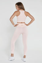 Jerf-Palmi Melanj Desenli Yüksek Bel Tayt Açık Pembe-Tayt-4-Milagron.com