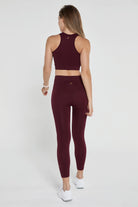 Jerf-Palmi Melanj Desenli Yüksek Bel Tayt Bordo-Tayt-4-Milagron.com