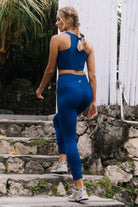 Jerf-Palmi Melanj Desenli Yüksek Bel Tayt Lacivert-Tayt-2-Milagron.com