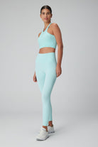 Jerf-Palmi Melanj Desenli Yüksek Bel Tayt Turkuaz-Tayt-3-Milagron.com