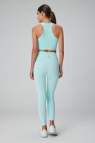 Jerf-Palmi Melanj Desenli Yüksek Bel Tayt Turkuaz-Tayt-4-Milagron.com