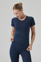 Jerf-Pasto Bisiklet Yaka Ultra Hafif T Shirt Lacivert-T-shirt-3-Milagron.com