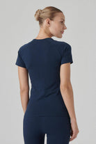 Jerf-Pasto Bisiklet Yaka Ultra Hafif T Shirt Lacivert-T-shirt-4-Milagron.com