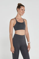 Jerf-Pine Ayarlanabilir İnce Askılı Bra Antrasit-Spor Sütyeni-3-Milagron.com