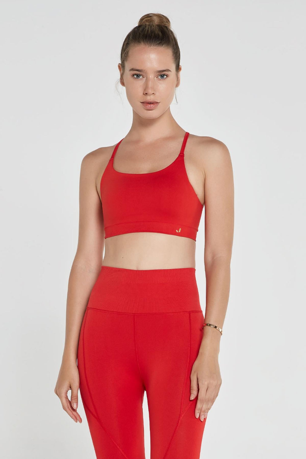 Jerf-Pine Ayarlanabilir İnce Askılı Bra Kırmızı-Spor Sütyeni-1-Milagron.com