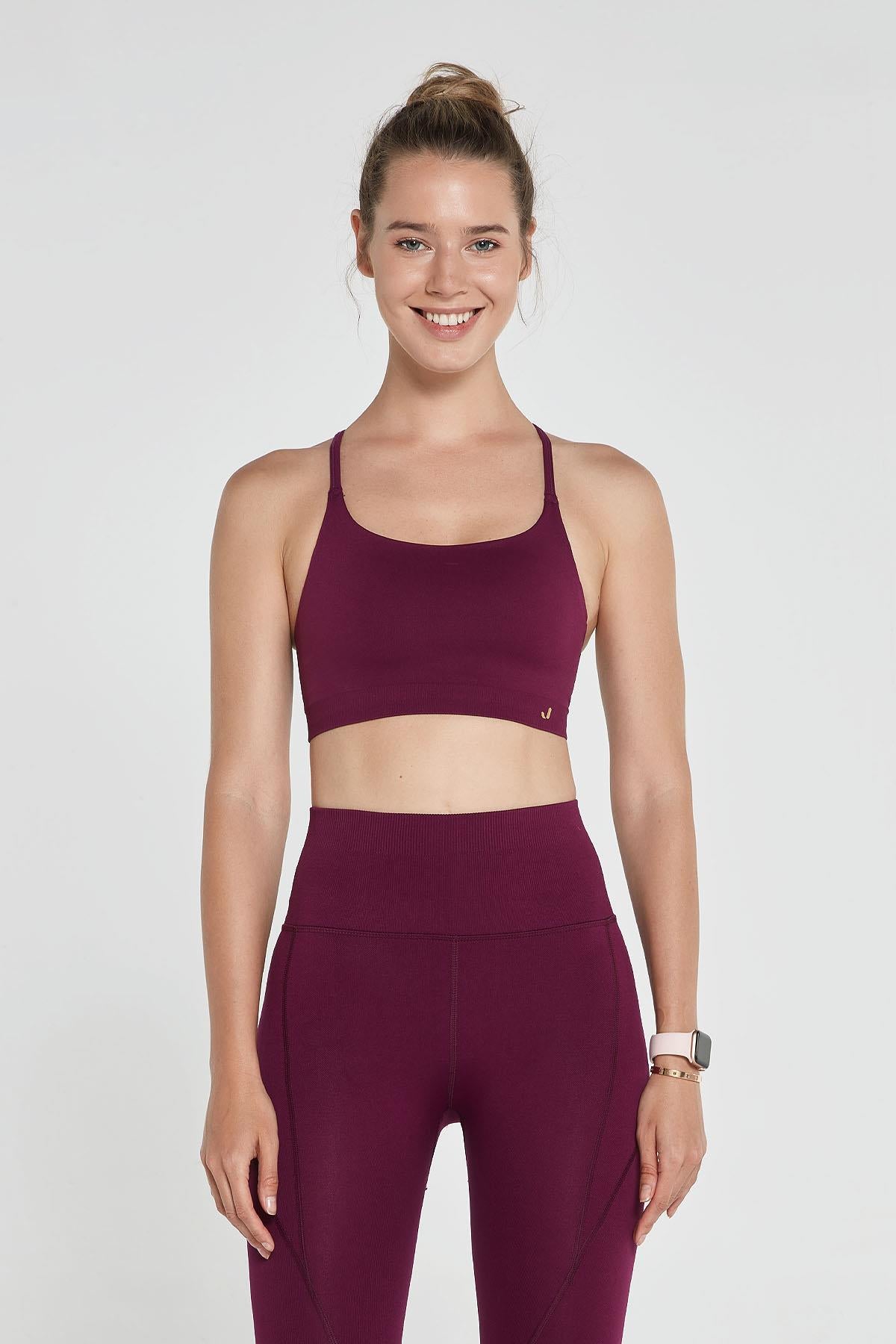 Jerf-Pine Ayarlanabilir İnce Askılı Bra Mor-Spor Sütyeni-3-Milagron.com