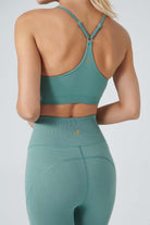 Jerf-Pine Ayarlanabilir İnce Askılı Bra Natural Yeşil-Spor Sütyeni-4-Milagron.com