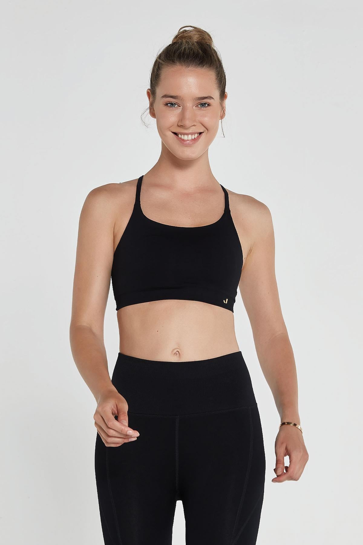 Jerf-Pine Ayarlanabilir İnce Askılı Bra Siyah-Spor Sütyeni-2-Milagron.com