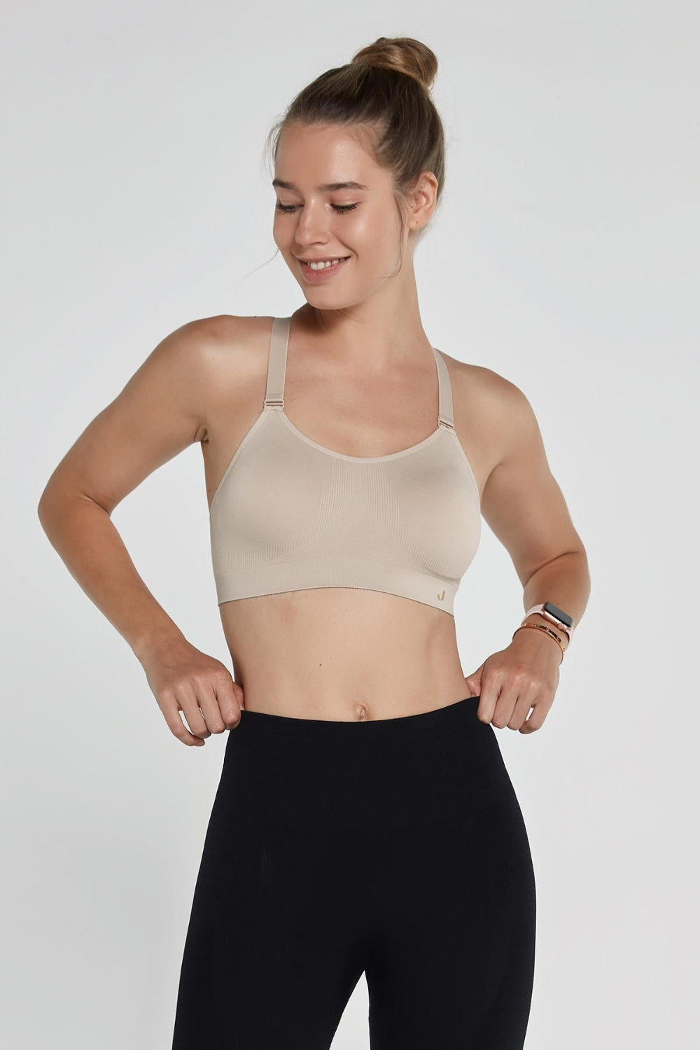 Jerf-Utica Yumuşak & Esnek Yapılı Kaplı Spor Sütyeni Bej-Spor Sütyeni-1-Milagron.com