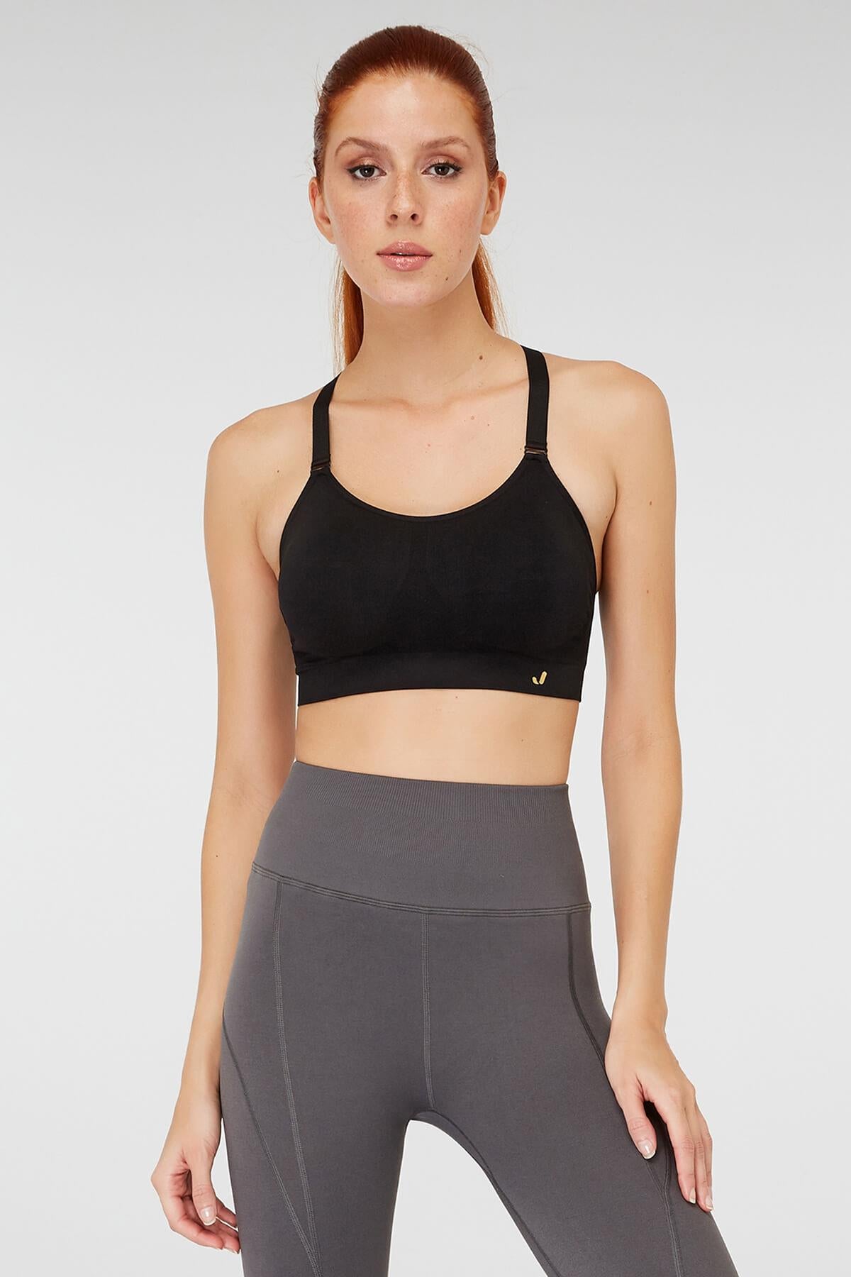 Jerf-Utica Yumuşak & Esnek Yapılı Kaplı Spor Sütyeni Siyah-Spor Sütyeni-3-Milagron.com