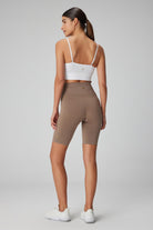 Jerf-Vella Yüksek Bel Konfor Biker Tayt Kahverengi-Tayt-4-Milagron.com