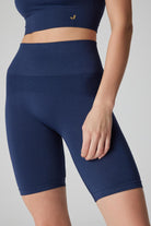 Jerf-Vella Yüksek Bel Konfor Biker Tayt Lacivert-Tayt-2-Milagron.com