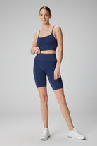 Jerf-Vella Yüksek Bel Konfor Biker Tayt Lacivert-Tayt-3-Milagron.com