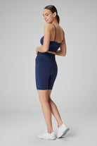 Jerf-Vella Yüksek Bel Konfor Biker Tayt Lacivert-Tayt-4-Milagron.com