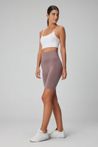 Jerf-Vella Yüksek Bel Konfor Biker Tayt Leylak-Tayt-3-Milagron.com