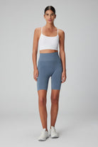 Jerf-Vella Yüksek Bel Konfor Biker Tayt Mavi-Tayt-1-Milagron.com