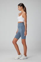 Jerf-Vella Yüksek Bel Konfor Biker Tayt Mavi-Tayt-3-Milagron.com