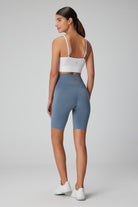 Jerf-Vella Yüksek Bel Konfor Biker Tayt Mavi-Tayt-4-Milagron.com