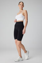 Jerf-Vella Yüksek Bel Konfor Biker Tayt Siyah-Tayt-3-Milagron.com