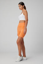 Jerf-Vella Yüksek Bel Konfor Biker Tayt Turuncu-Tayt-3-Milagron.com