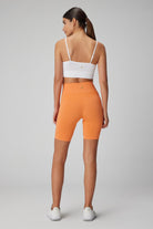 Jerf-Vella Yüksek Bel Konfor Biker Tayt Turuncu-Tayt-4-Milagron.com