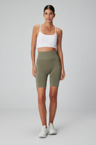 Jerf-Vella Yüksek Bel Konfor Biker Tayt Yeşil-Tayt-1-Milagron.com