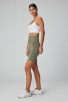 Jerf-Vella Yüksek Bel Konfor Biker Tayt Yeşil-Tayt-3-Milagron.com