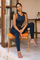 Jerf-Vella Yüksek Bel Konfor Tayt Lacivert-Tayt-1-Milagron.com