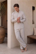 Aeron Erkek Pantolon | Lonse Linen | Krem-Toprak & Krem-Mavi Taş | S-M / L-XL
