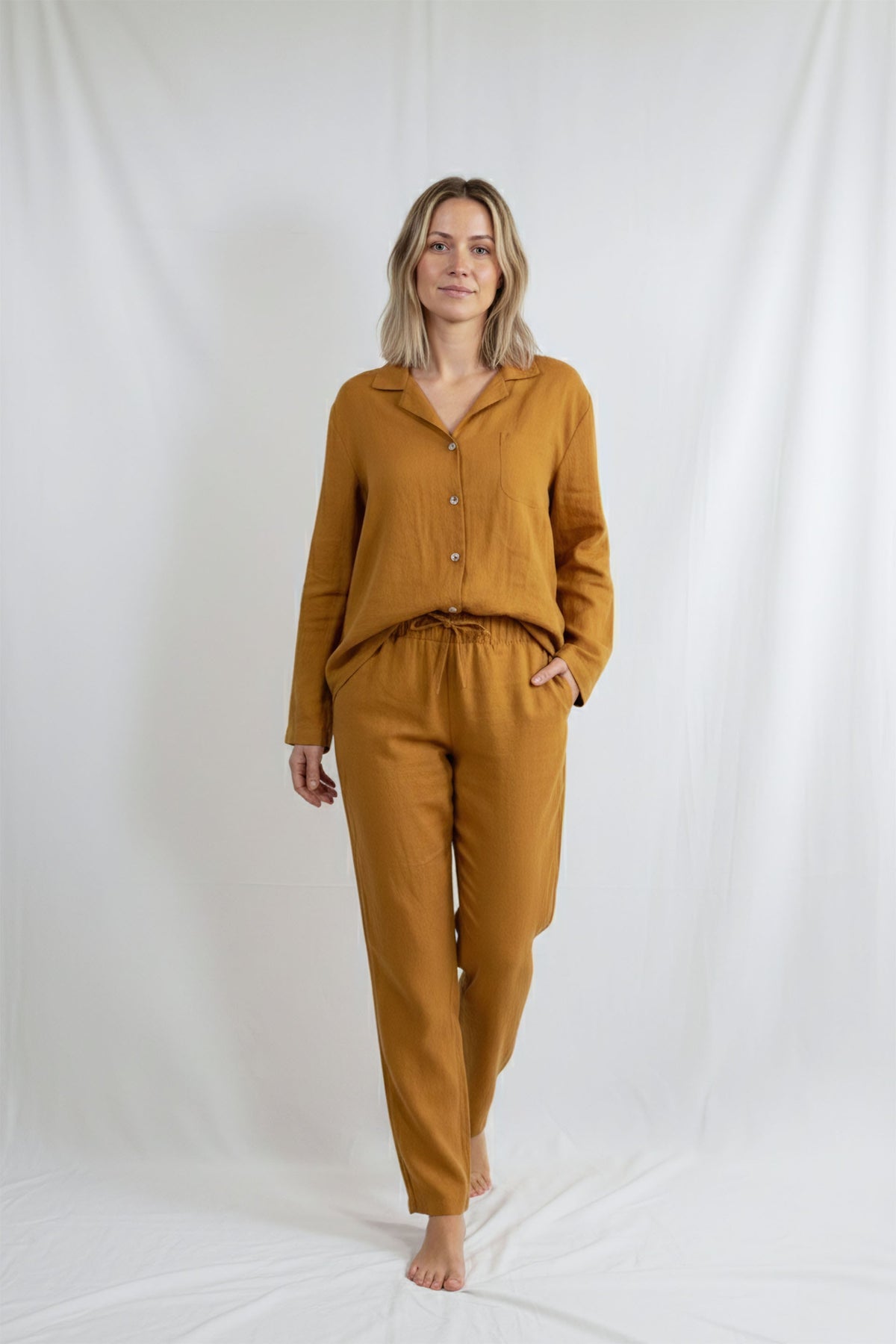 Lona Kadın Keten Pijama Takımı | Lonse Linen | 5 Renk | S-M-L