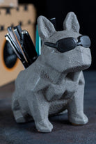 Jomo Tasarım-Beton Siyah Gözlüklü Köpek Kalemlik-Biblo-1-Milagron.com