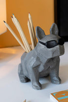 Jomo Tasarım-Beton Siyah Gözlüklü Köpek Kalemlik-Biblo-2-Milagron.com