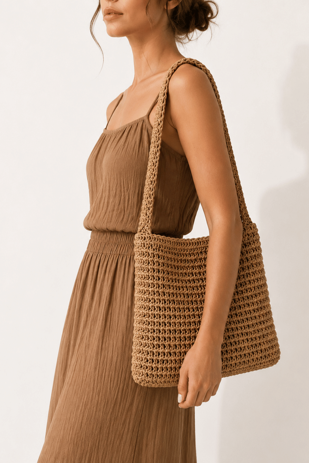 Maggie Raffia Tote Doğal Dokulu Omuz Çantası - 3