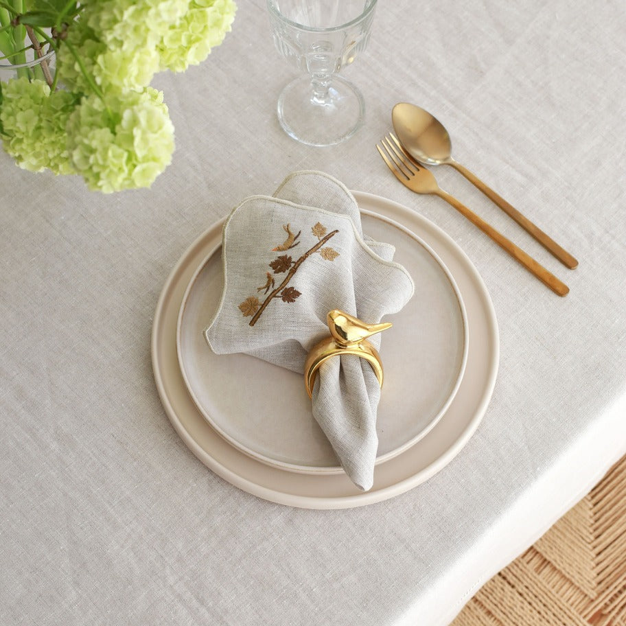 KM Home Collection-2'li Set Altın Kuş Temalı Peçetelik-Sunum Aksesuarları-2-Milagron.com