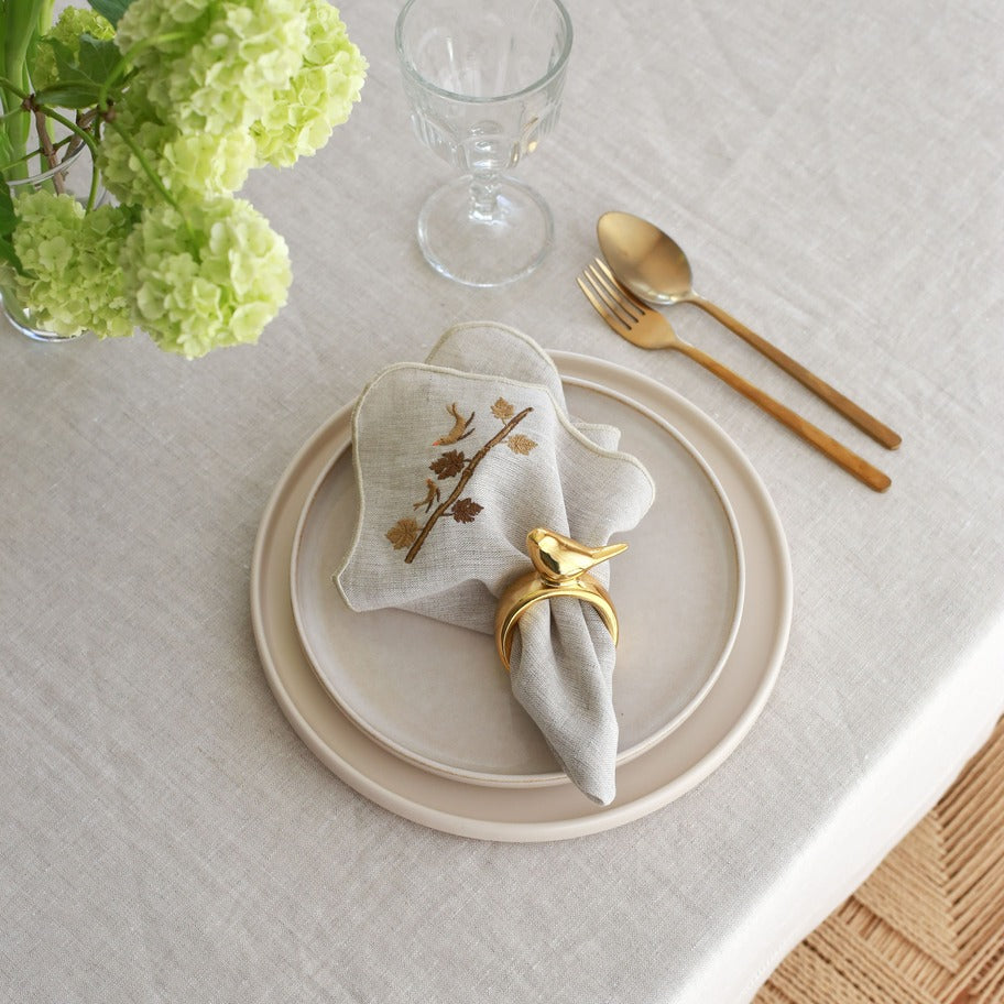 KM Home Collection-2'li Set Altın Kuş Temalı Peçetelik-Sunum Aksesuarları-4-Milagron.com