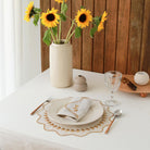 KM Home Collection-2'li Set Altın Yaprak İşlemeli Peçete-Sunum Aksesuarları-3-Milagron.com