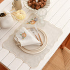 KM Home Collection-2'li Set Balkabağı İşlemeli Keten Amerikan Servis-Sunum Aksesuarları-4-Milagron.com